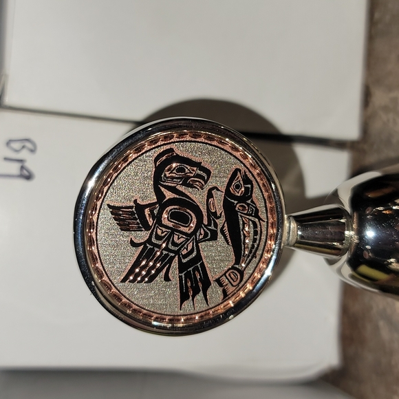 Set of 3 Silver Coloured and Copper Bells with BC First Nations Artwork - Picture 10 of 14